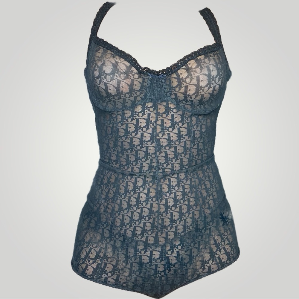 SOLD 📣 Dior Black Monogram Christian Dior Logo Bodysuit - Picture 3 of 6